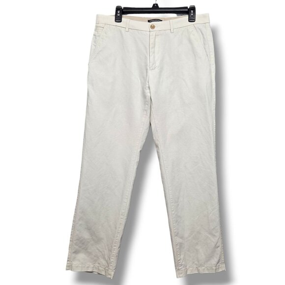 Banana Republic Kentfield Linen Pant Mens 32 x 30 Cream Business Casual - Picture 1 of 9
